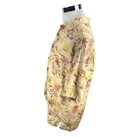 Tommy Bahama Hawaiian Silk Shirt Mens Medium Beige Woody Car Print Short Sleeve - Picture 4 of 10